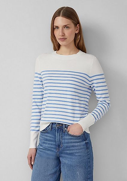 s.Oliver Longpullover Strickpullover Gestreifter Pullover aus Viskosemix günstig online kaufen