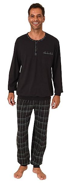 Normann Pyjama Herren Schlafanzug mit Bündchen und karierter Jersey Hose günstig online kaufen