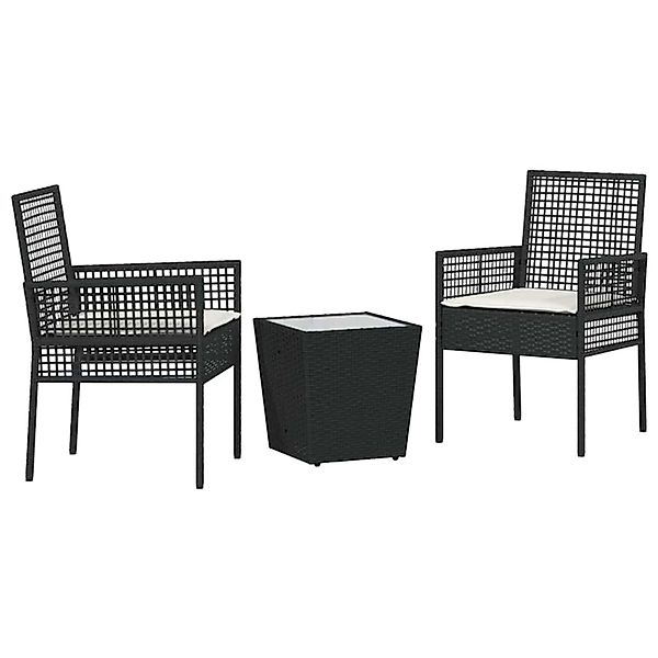 vidaXL Garten Bistro Set 3-Tlg Schwarz Poly Rattan 3334955 günstig online kaufen