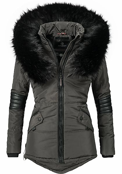 Navahoo Winterjacke "Nirvana" mitKapuze edle Steppjacke m. schwarzem Kunstp günstig online kaufen