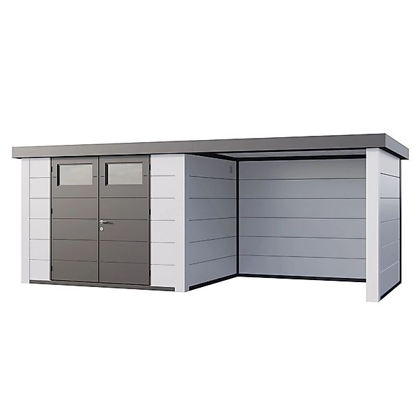 Gerätehaus Classico 3024 Lounge S Rechts mit Weiße Ecken 582 x 238 cm Weiß günstig online kaufen