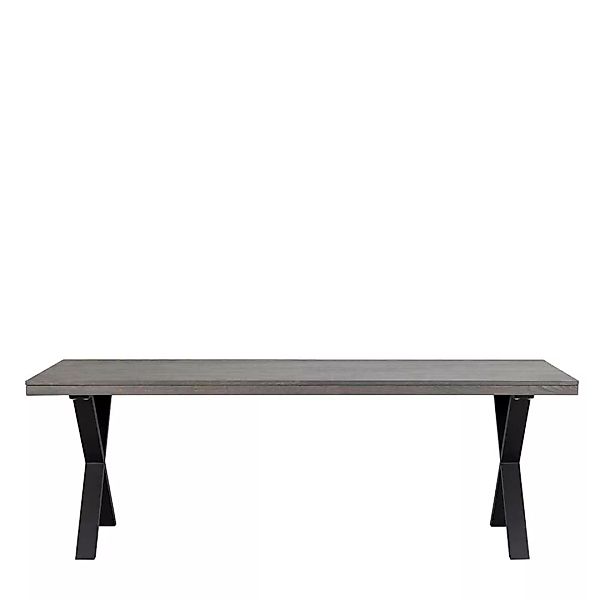 Esszimmer Tisch aus Eiche Massivholz Rauchfarben und Schwarz günstig online kaufen