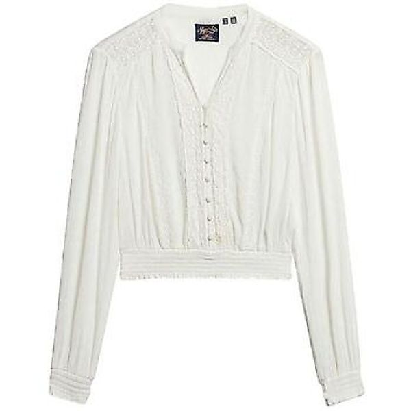 Superdry  Blusen Blouse  à bordure en dentelle et manches longues günstig online kaufen