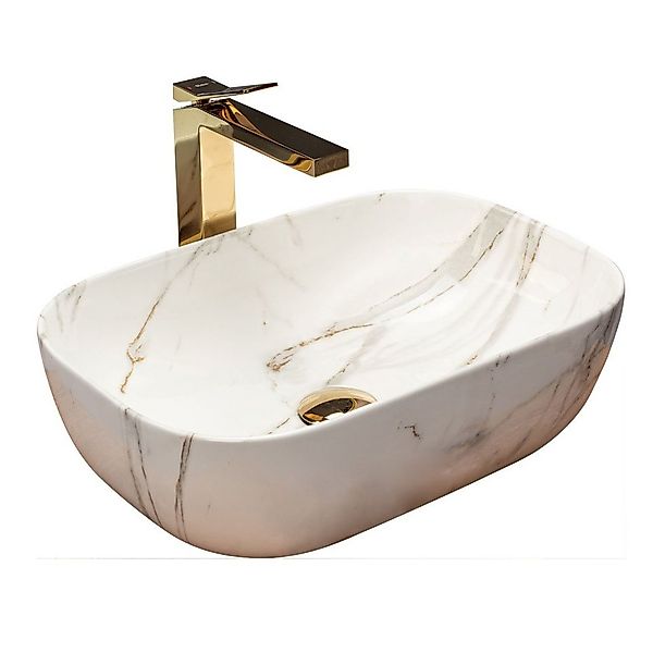 wohnwerk.idee Aufsatzwaschbecken Waschbecken Marmor Optik 46x32cm Belinda günstig online kaufen