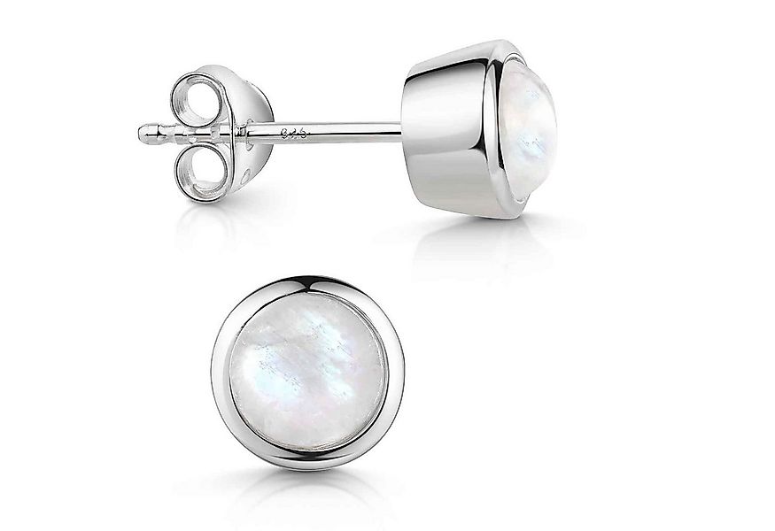 Materia Paar Ohrstecker Damen Silber Edelstein Mondstein rund Ø7mm SO-242, günstig online kaufen