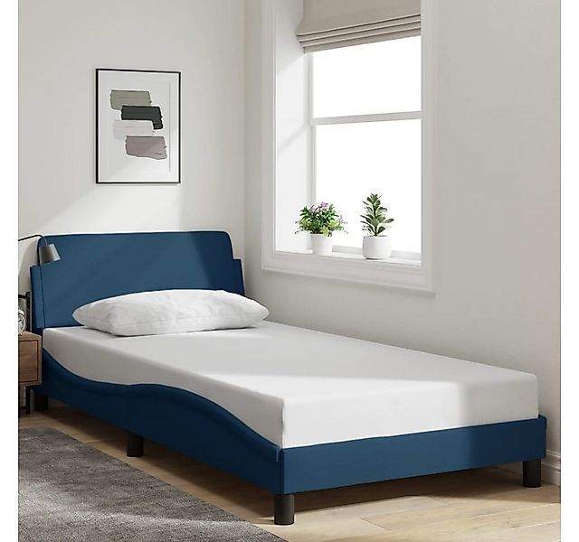 furnicato Bettgestell mit Kopfteil "Dover" Blau 100x200 cm Stoff (1-tlg) günstig online kaufen