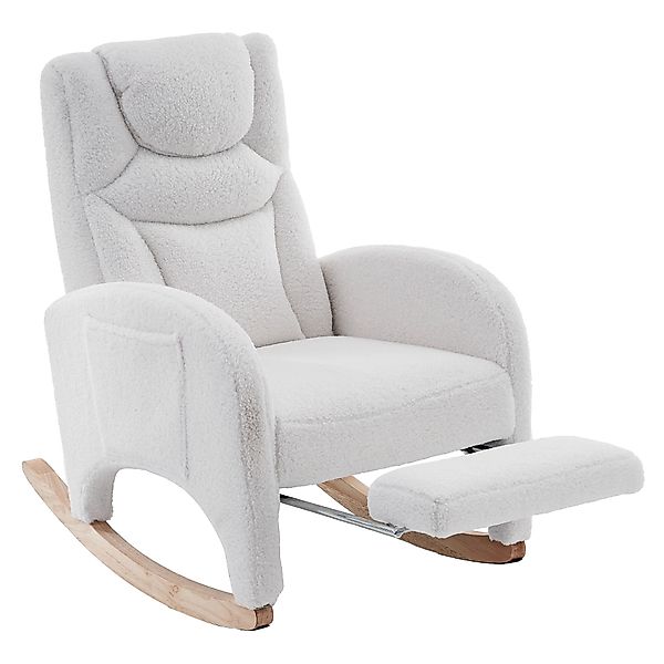 Schaukelstuhl, Teddy-Stoff, gepolstert ergonomisch Armlehne, klappbarer Fuß günstig online kaufen