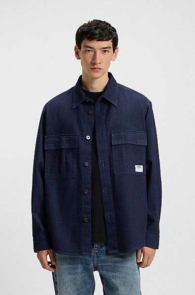 HUGO Blue Langarmhemd Ebargo Kentkragen, oversize günstig online kaufen