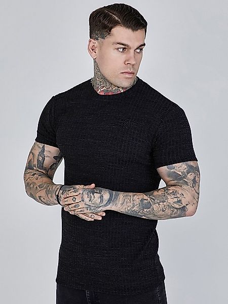 Siksilk T-Shirt SikSilk Herren Schwarzes Geripptes T-Shirt günstig online kaufen