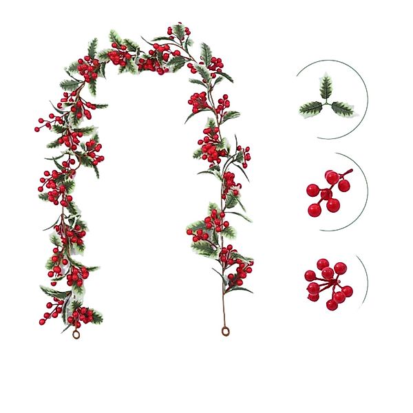 Kunstranke Weihnachtsgirlande Weihnachtsranke rote Fruchtrebe Simulation günstig online kaufen