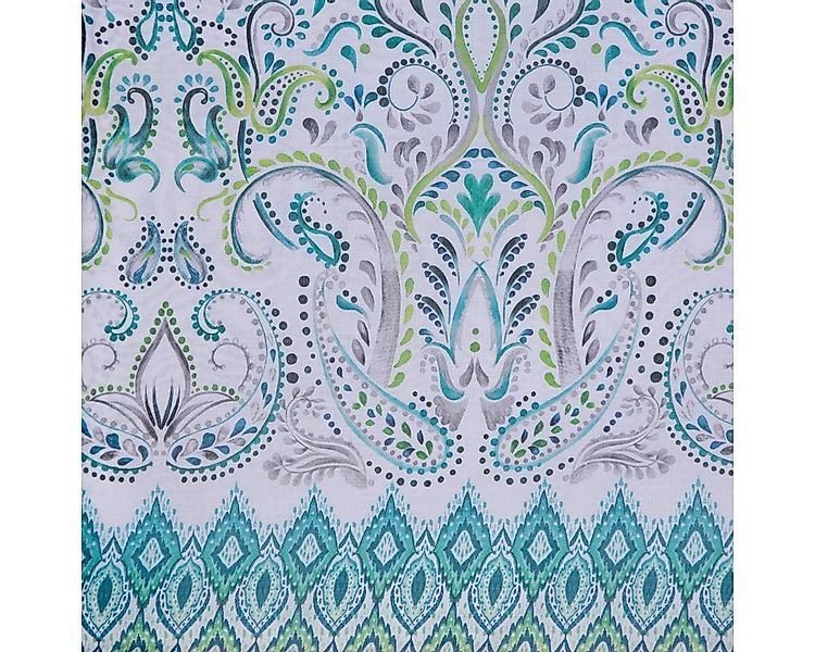 SCHÖNER LEBEN. Meterware Stores Bordüre Paisley Ranken weiß grün petrol gra günstig online kaufen