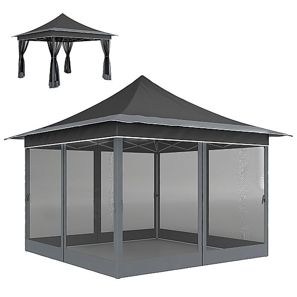 Outsunny Pop-Up-Gartenpavillon 3,6x3,6 m Höhenverstellbar in 3 Stufen mit M günstig online kaufen