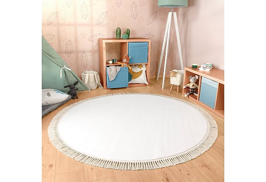 Paco Home Teppich Swindon 485, rund, Höhe: 12 mm, Uni Farben, sehr weicher günstig online kaufen