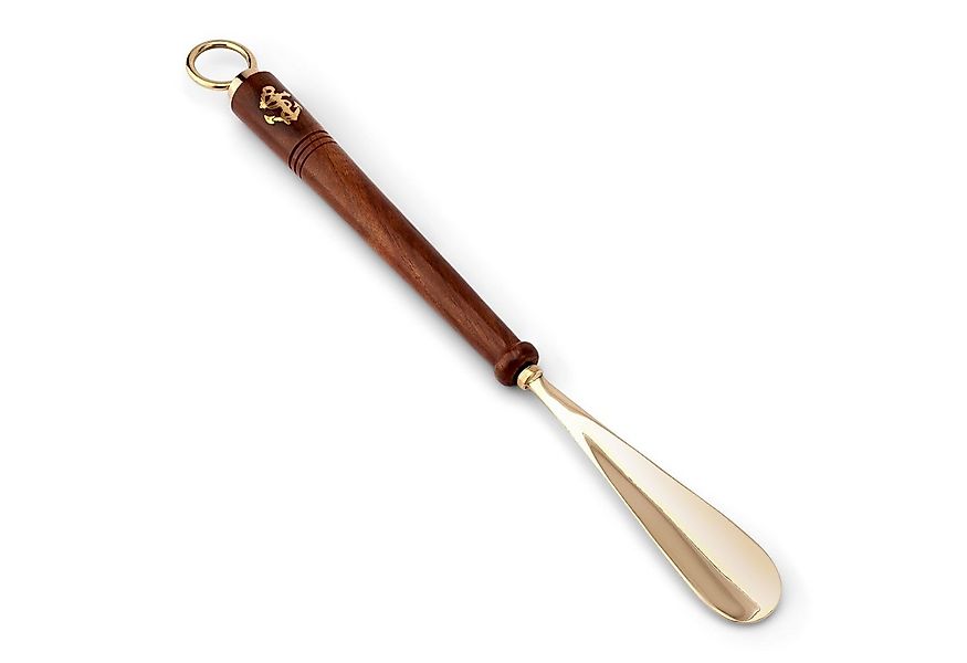 NKlaus Dekofigur 46cm Schuhlöffel lang aus Messing gold mit Holzgriff Schuh günstig online kaufen