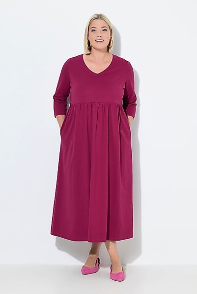 Ulla Popken Maxikleid Jerseykleid Empirenaht V-Ausschnitt günstig online kaufen