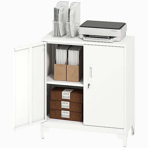 HOMCOM Aktenschrank Büroschrank Abschließbar Mehrzweckschrank mit 2 Ebenen, günstig online kaufen