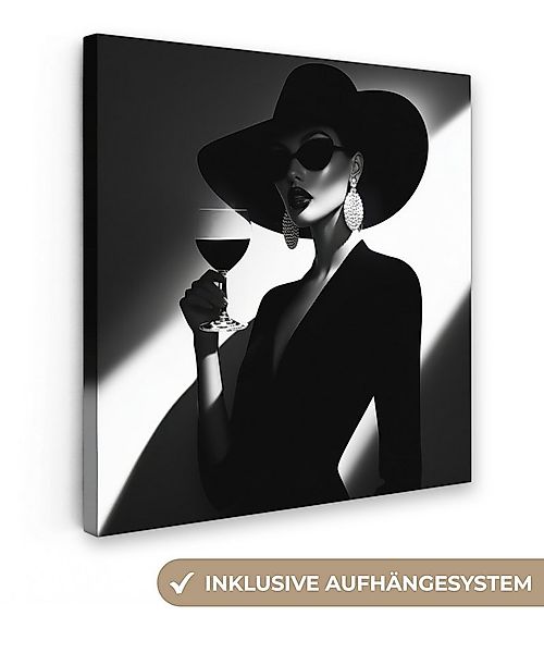 OneMillionCanvasses® Leinwandbild Frau - Wein - Chic, Fotodruck (1 St), Wan günstig online kaufen