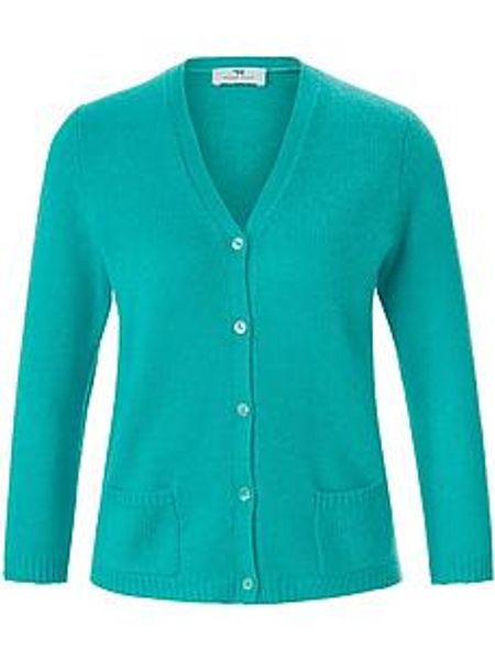 Strickjacke aus 100% Premium-Kaschmir Peter Hahn Cashmere türkis günstig online kaufen