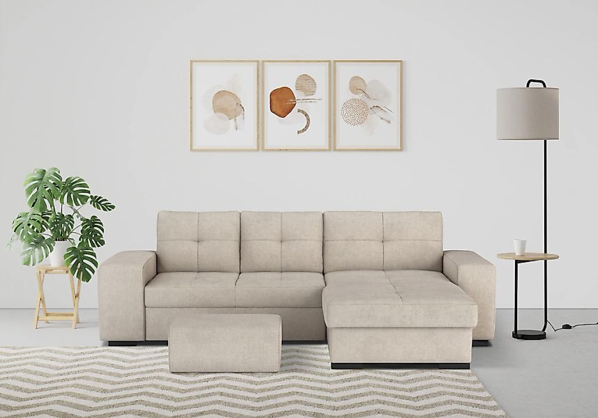 COTTA Ecksofa "Mattina L-Form", mit Hocker, wahlweise mit Bettfunktion & Be günstig online kaufen