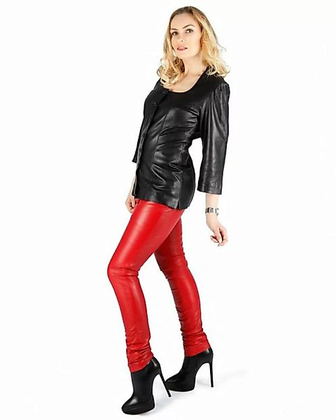 Fetish-Design Lederhose Damen Lederhose Leggings aus Lamnappa Leder Rot günstig online kaufen