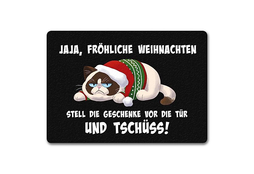 speecheese Fußmatte Jaja fröhliche Weihnachten mit grummeliger Katze Fußmat günstig online kaufen