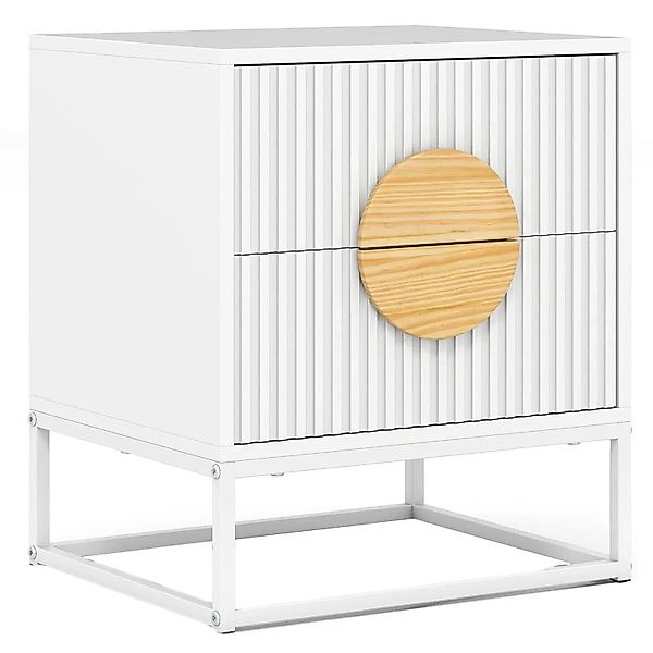 Costway Nachttisch 2 Schubladen Kiefernholz Metall 48 x 40 x 55 cm Weiß günstig online kaufen