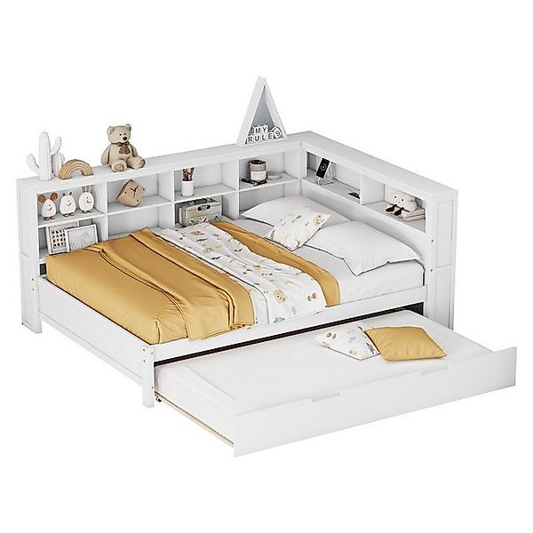 MODFU Kinderbett Holzbett Daybett Tagesbett Schlafsofa (mit Ausziehbarem Be günstig online kaufen