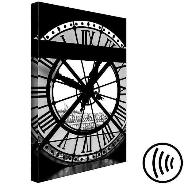 Wandbild Uhr von Sacré-Cœur - Schwarzweiß-Grafik der Architektur von Paris günstig online kaufen