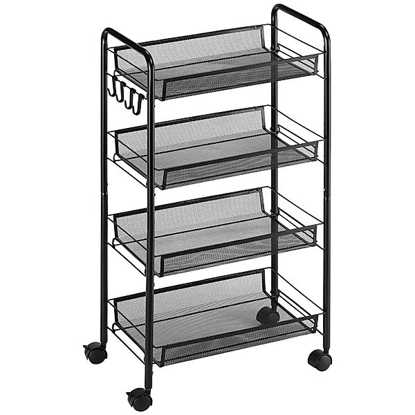 HOMCOM Servierwagen mit Haken Stahl Schwarz 45L x 26,5B x 84H cm günstig online kaufen