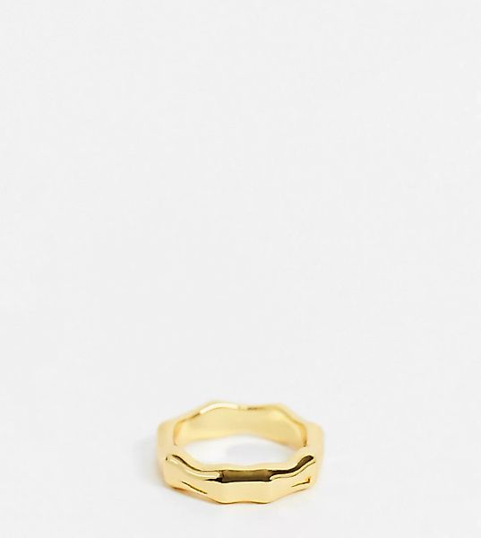 Image Gang Curve – Exclusive – Vergoldeter Ring mit Bambusdesign-Goldfarben günstig online kaufen