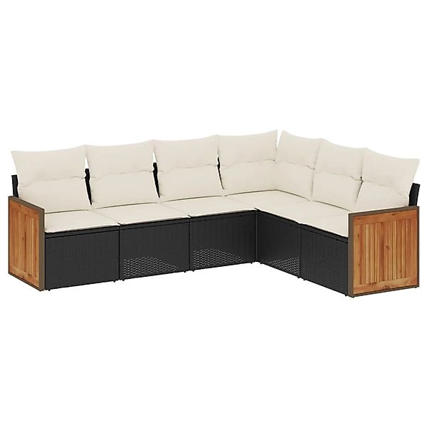 vidaXL 6-Tlg Garten-Sofagarnitur mit Kissen Schwarz Poly Rattan 3227680 günstig online kaufen