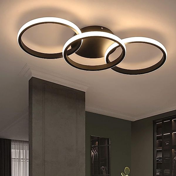ZMH LED Deckenleuchte Schwarz 3 Ringe günstig online kaufen