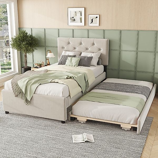 Polsterbett mit Lattenrost und Rollcontainer, Samt, ohne Matratze,90x200 cm günstig online kaufen