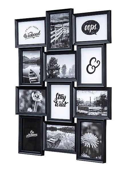 Levandeo® Bilderrahmen Collage, Bilderrahmen 54x72cm 12 Fotos 13x18cm Schwa günstig online kaufen