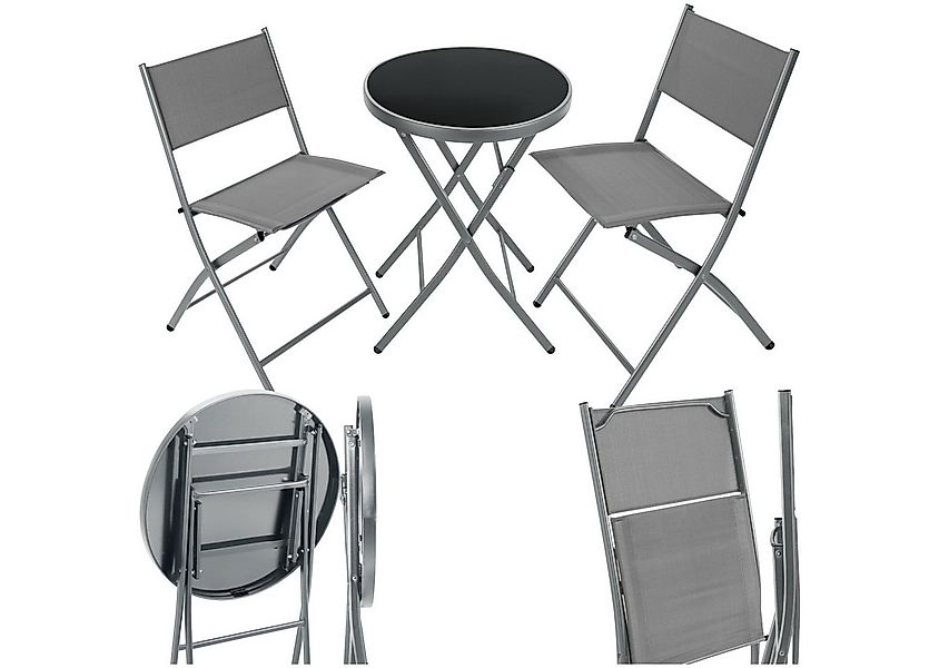 tectake Essgruppe Bistro-Set, (Set., 3-tlg), Robustes Gestell aus Stahl günstig online kaufen