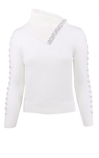 Passioni Strickpullover mit Schalkragen und Strassdetail günstig online kaufen