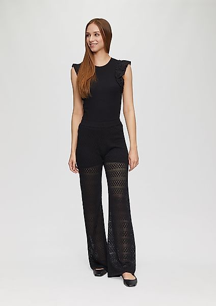 QS Stoffhose Transparente Feinstrick-Hose mit Ajourmuster günstig online kaufen