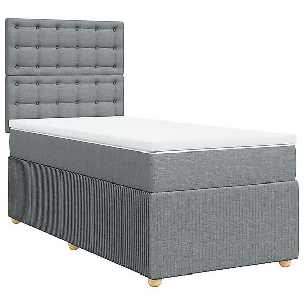 vidaXL Bettgestell Boxspringbett mit Matratze Hellgrau 90x200 cm Stoff Bett günstig online kaufen