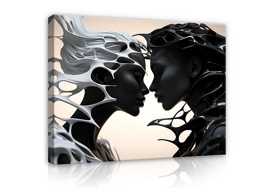 Wallarena Leinwandbild Frau schwarz grau Abstrakt Wand Deko Modern XXL Lein günstig online kaufen