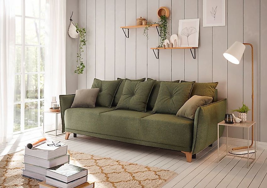 ED EXCITING DESIGN Schlafsofa "Pamplona", mit Bettkasten & Zierkissen günstig online kaufen