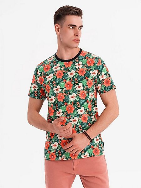 OMBRE Print-Shirt Herren T-Shirt aus Baumwolle mit Blumenmuster günstig online kaufen