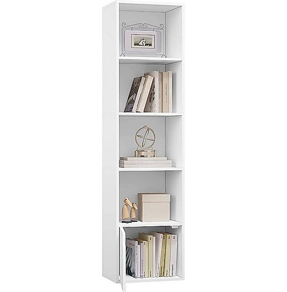 EUGAD Bücherregal, 1-tlg., mit 5 Fächern 1 Tür aus MDF, 34x132x24cm günstig online kaufen