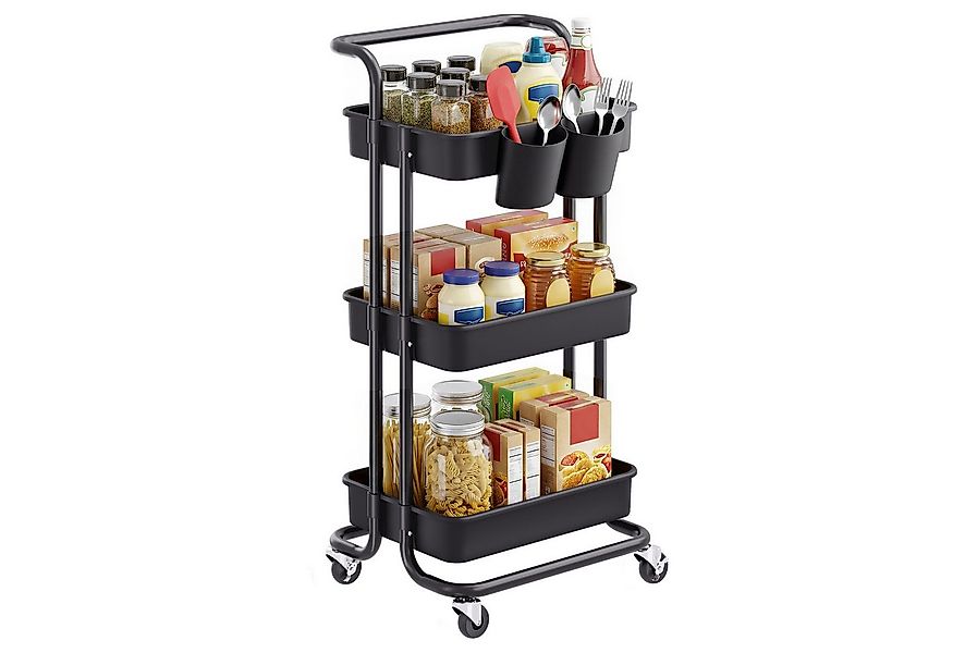 SONGMICS Beistellwagen, Servierwagen, Ablagefächer aus Kunststoff günstig online kaufen