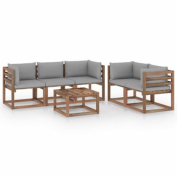 6-tlg. Garten-lounge-set Mit Grauen Kissen günstig online kaufen