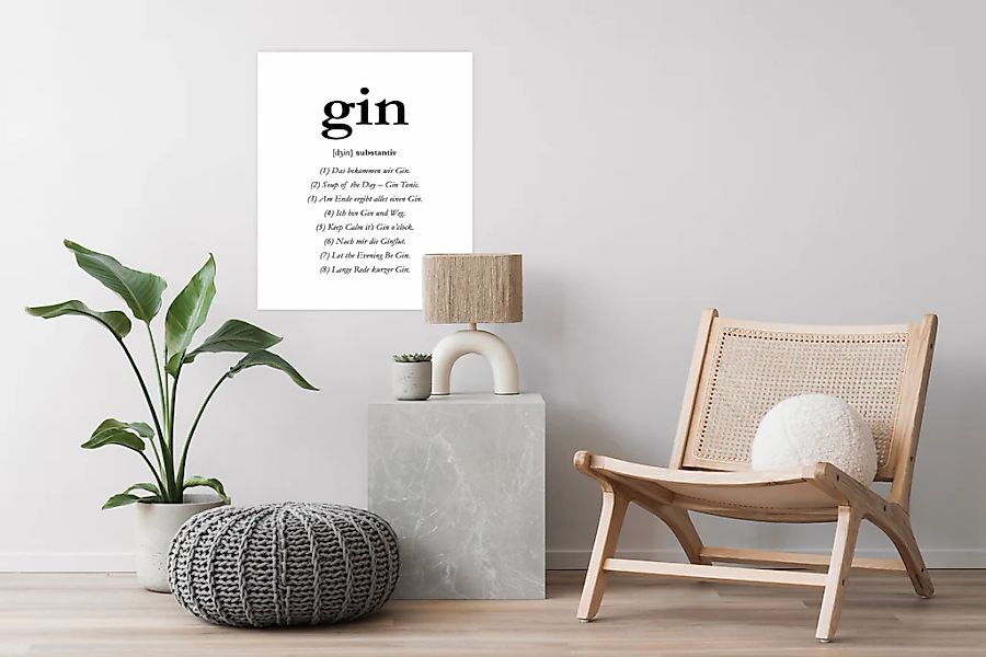 queence Poster "Gin", Schriftzug-Schwarz-Weiß-Sprüche & Texte, (1 St.) günstig online kaufen