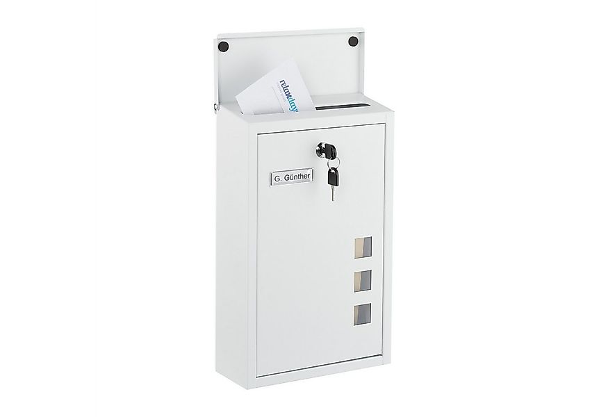relaxdays Wandbriefkasten Briefkasten Hochformat, weiß günstig online kaufen
