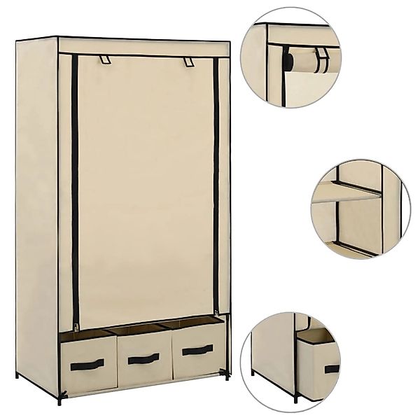 vidaXL Stoffschrank Kleiderschrank Creme 87 x günstig online kaufen