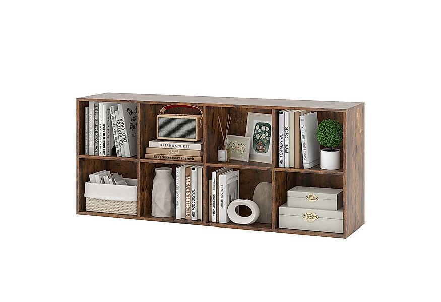 COSTWAY Bücherregal, Bücherschrank mit 8 Fächern 121,5x29x61cm günstig online kaufen