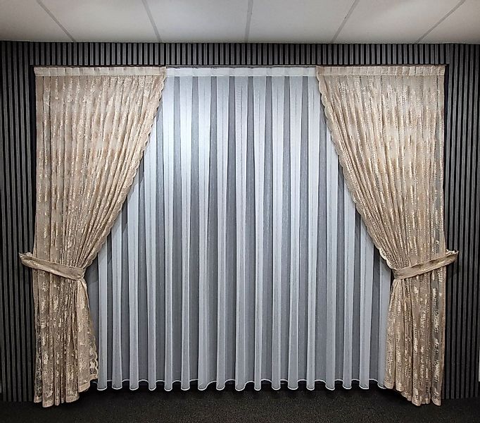 Gardinen by Justyna Vorhang Beige Gardine Komplett Set mit Weiße (5 St), Kr günstig online kaufen