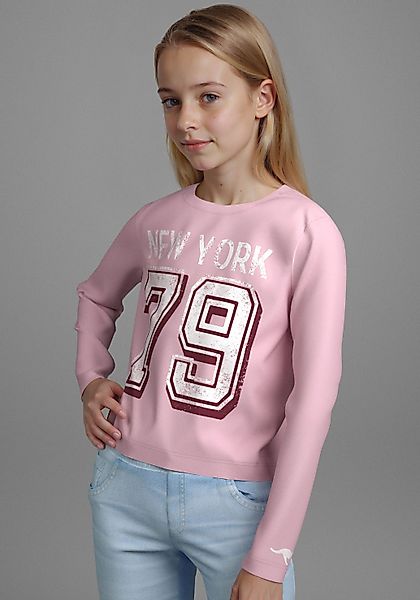 KangaROOS Langarmshirt Cropped Shirt mit Zahlenprint günstig online kaufen